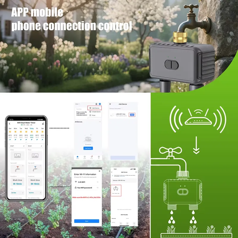 WAP01 WiFi 앱 제어 듀얼 호스 워터 타이머 스 - Smart Garden Timer 리뷰 및 가격