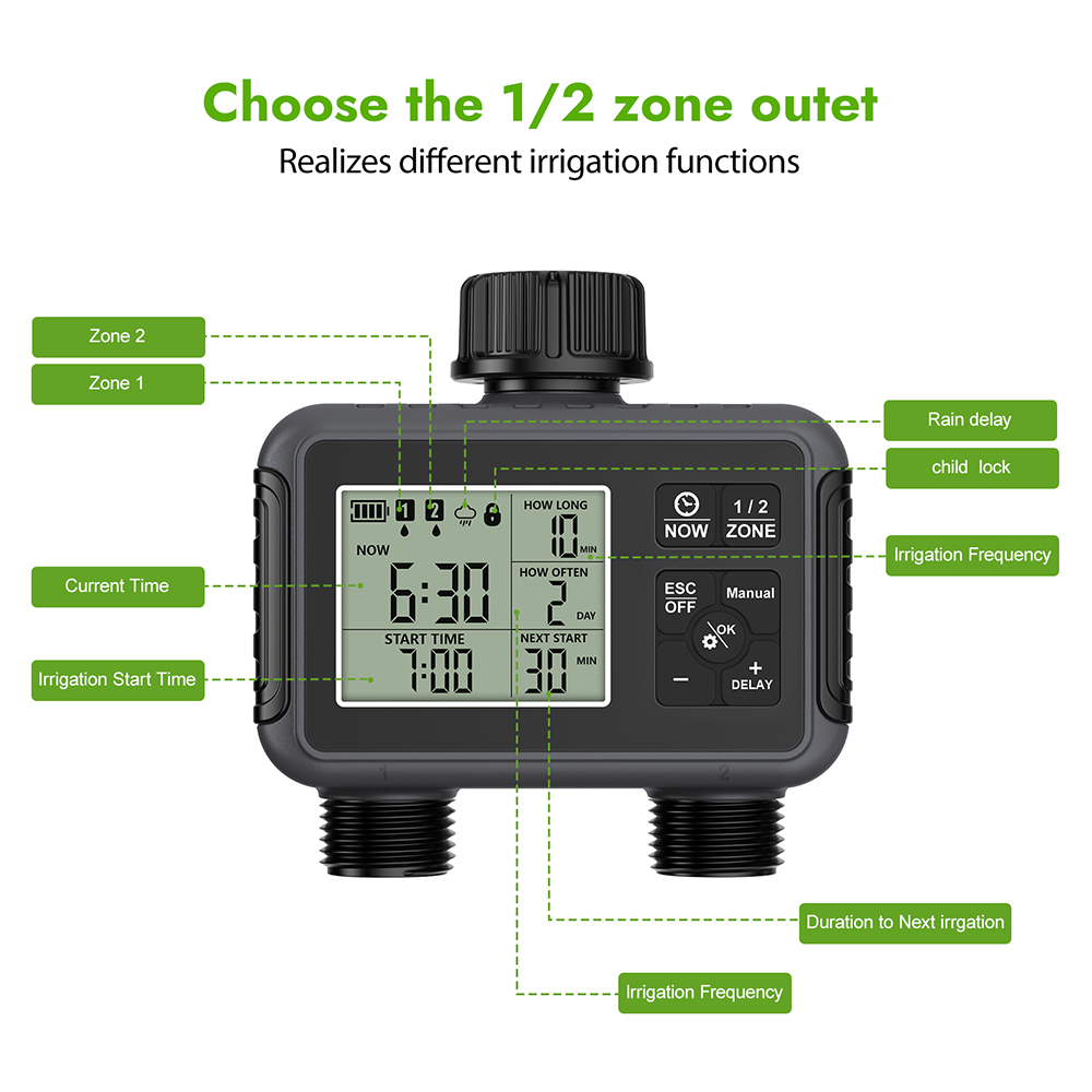 듀얼 존 독립형 디스플레이 LCD 정원 급수 타이머 자 - Smart Garden Timer 리뷰 및 가격